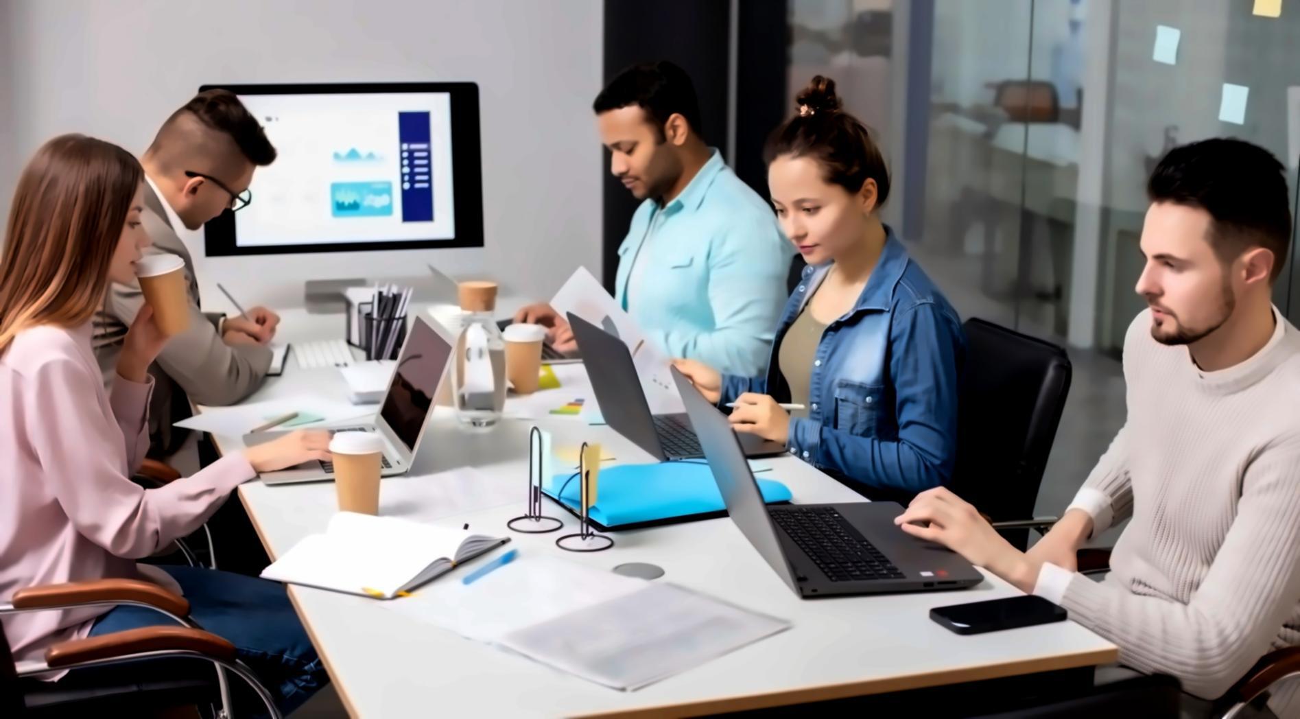 Modern classroom setup with financial data displays and collaborative learning environment